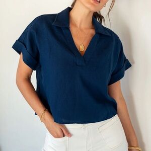 NWT Voyageur by MERSEA Hadley Boxy Linen Top- size: Small